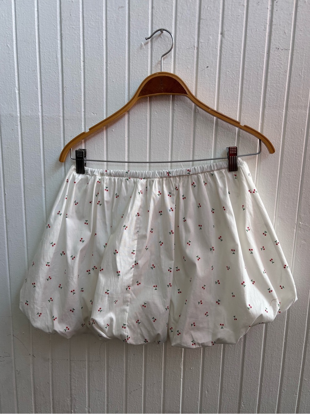 See you Monday White Bubble Skirt with Cherry Print